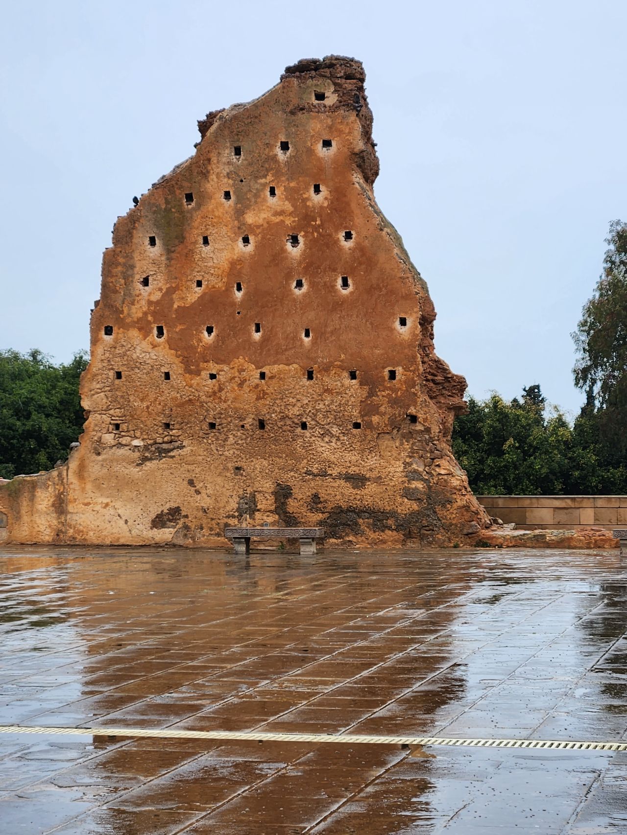 Grounds of the Royal Mausoleum of King Mohammed V and Hassan Tower in Rabat, Morocco.